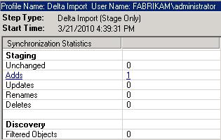 Screen shot of synchronization statistics report