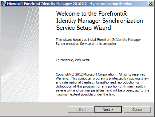 Install FIM Synch Service