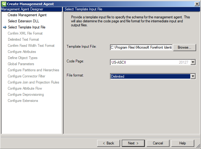 Select Template Input File