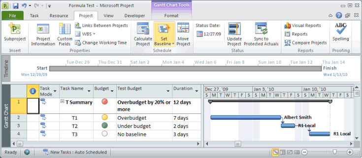 Using graphical indicators in Project