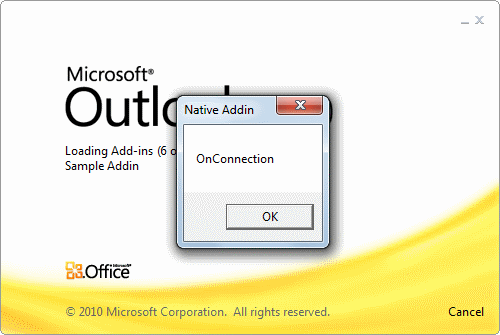 NativeAddIn showing a message box at startup