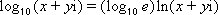 Equation for common logarithm of a complex number