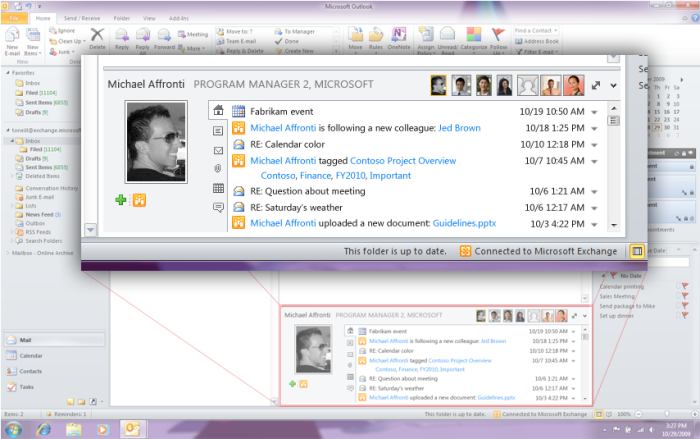 Outlook Social Connector pane