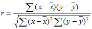 Pearson product moment correlation coefficient