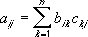 Matrix product array a of two arrays b and c