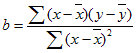 Equation for the slope of the regression line