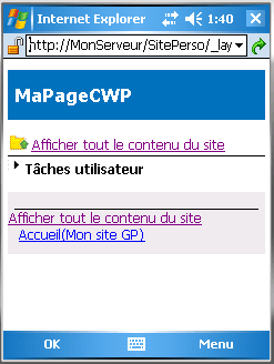 Adaptateur mobile de tâches utilisateur en mode réduit