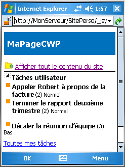 Adaptateur Web de tâches utilisateur avec plus de 3 tâches