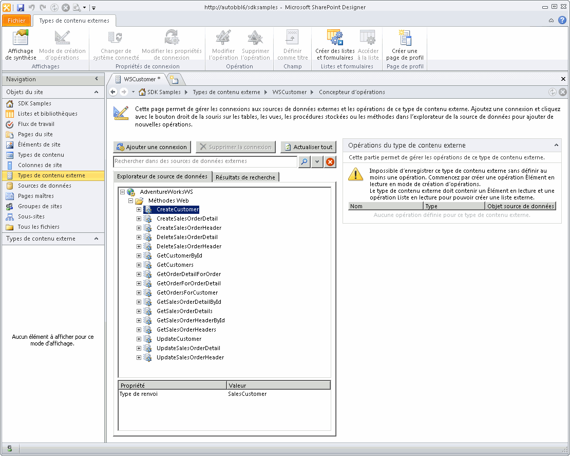 Méthodes de service Web dans SharePoint Designer 2010