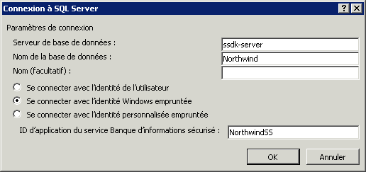 Propriétés de connexion SQL Server