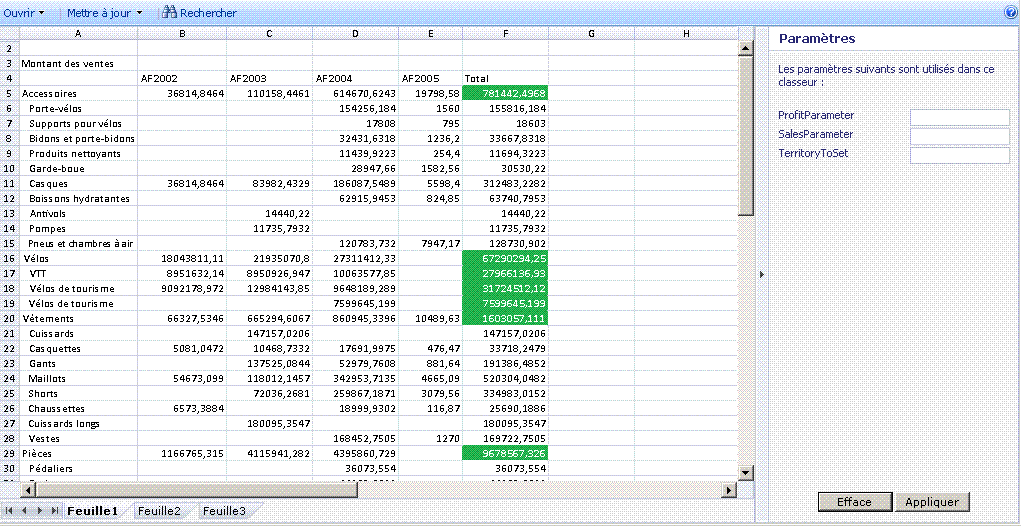 Utilisation du volet Paramètres