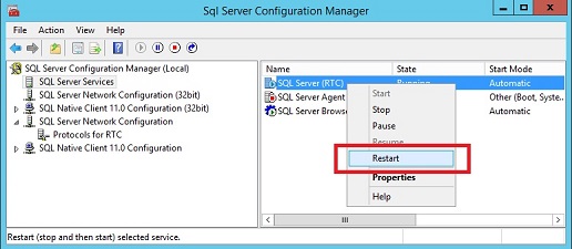 Réinitialiser le service SQL Server par exemple.