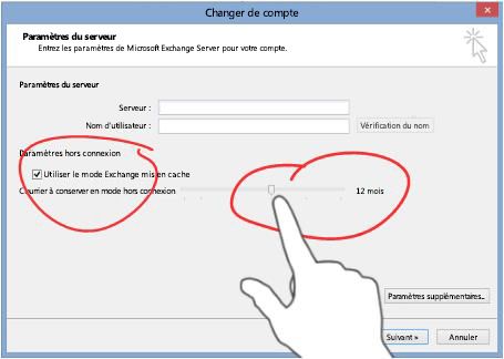 Boîte de dialogue Changer de compte d’Outlook