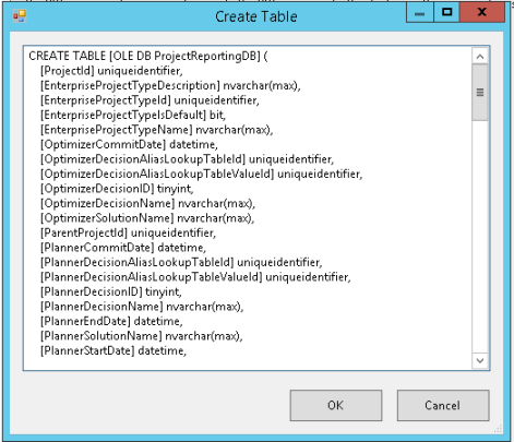 Create table dialog