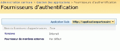 Application Web configurée avec deux zones