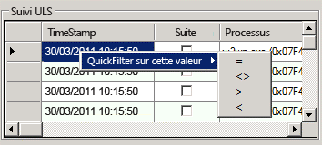 Menu QuickFilter