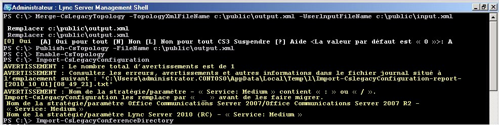 Windows PowerShell - Avertissement d’importation de configuration héritée