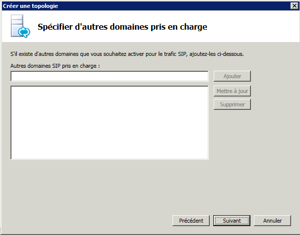 Boîte de dialogue Spécifier d’autres domaines pris en charge