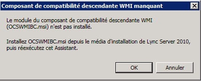 Message d’erreur WMI