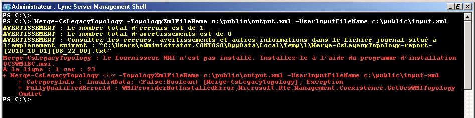 Erreur de fournisseur WMI Windows PowerShell