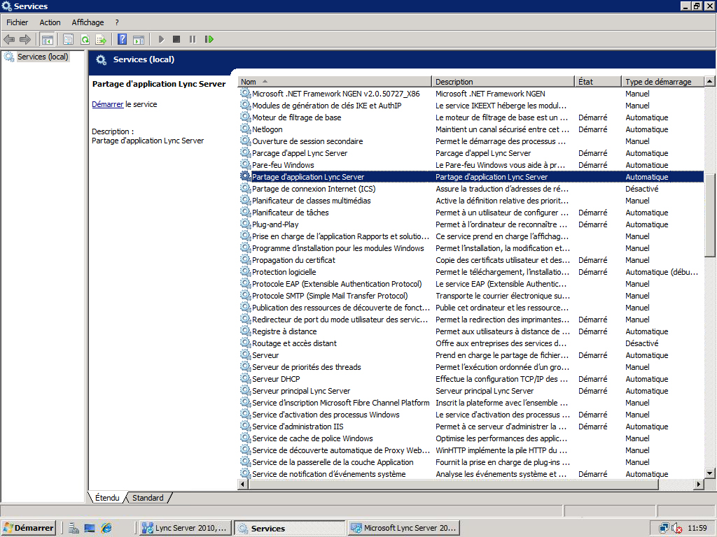 Lync Server - Service démarré