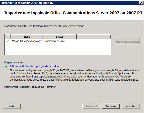 Fusion de topologies - Boîte de dialogue Importer l’état