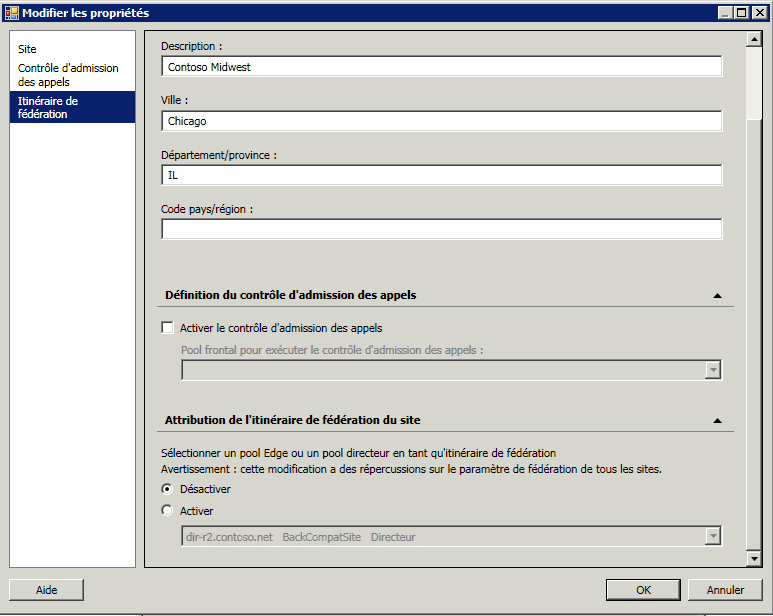 Générateur de topologies - Attribution de l’itinéraire de fédération du site