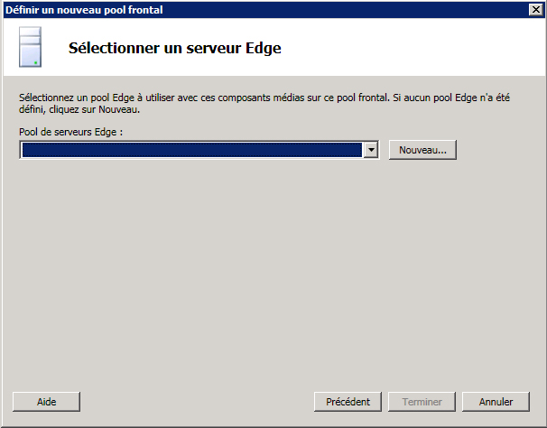 Boîte de dialogue Sélectionner un serveur Edge
