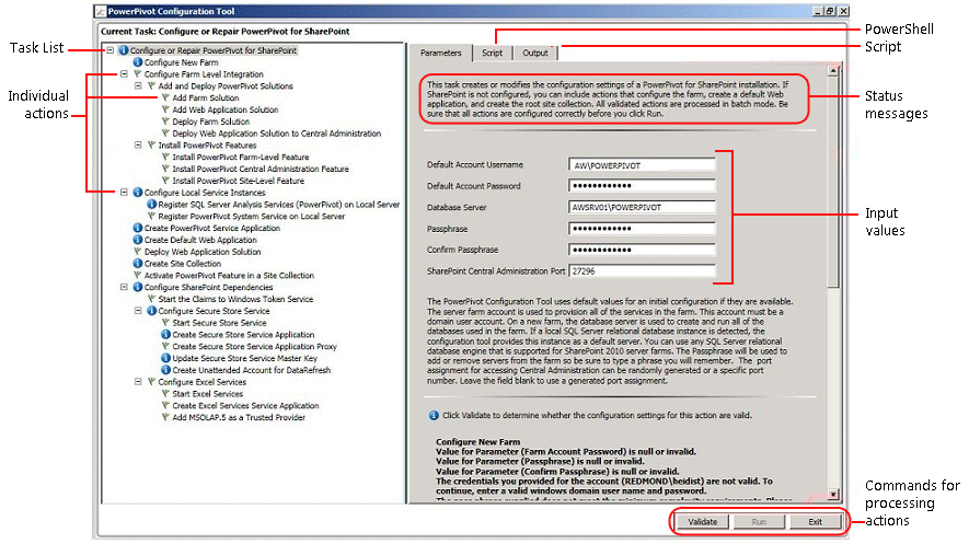 Interface utilisateur de l’outil de configuration