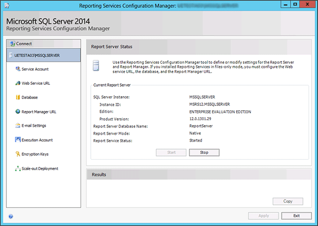 Outil de configuration de Reporting Services