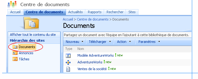 Bibliothèque SharePoint avec source de données partagée