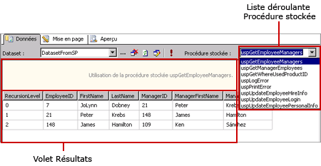 Concepteur de requêtes SQL dans la vue de procédure stockée