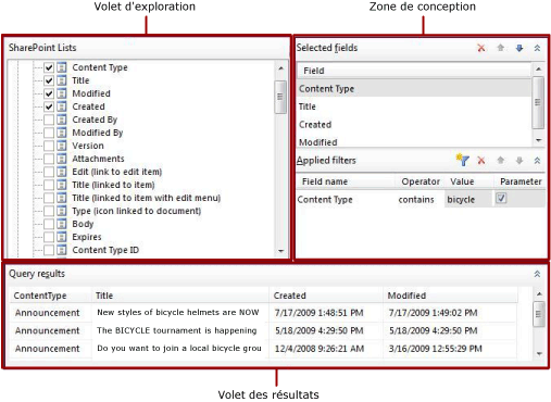 Concepteur de requêtes graphique pour listes SharePoint