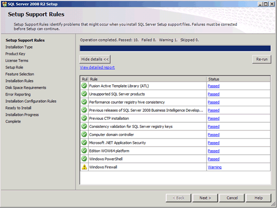 Page Règles de support du programme d'installation dans l'Assistant Installation