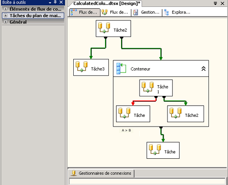 Onglet Flux de contrôle du Concepteur SSIS