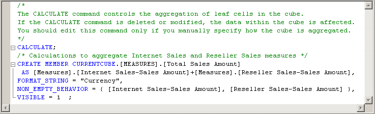 Scripts dans le volet des expressions de calcul