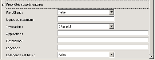 Zone Propriétés supplémentaires
