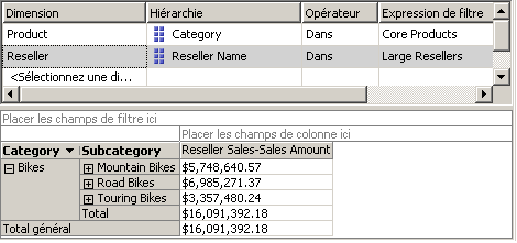 Volet Filtre contenant deux jeux nommés