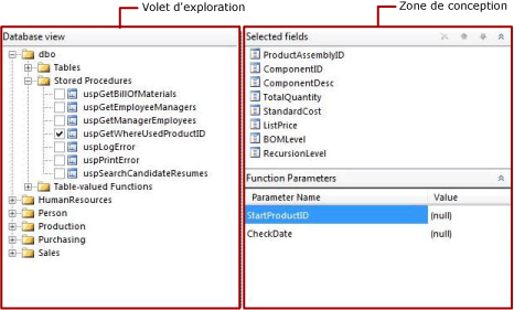 Procédure stockée dans le concepteur de requêtes graphique