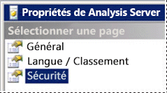 Paramètres de sécurité d'un serveur SSAS