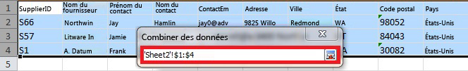 Excel - Boîte de dialogue Combiner des données - Réduit