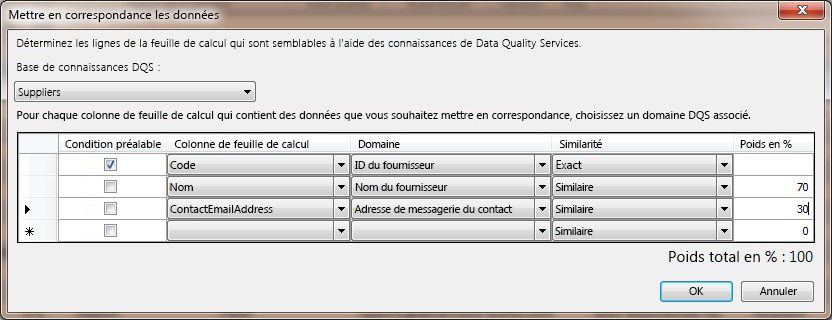 Excel - Boîte de dialogue Mettre en correspondance les données