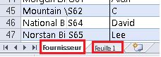 Excel - Onglets Fournisseurs et Feuille1