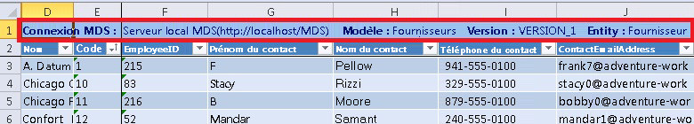 Excel - Affichage des détails de la connexion MDS