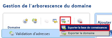 Menu Exporter la base de connaissances