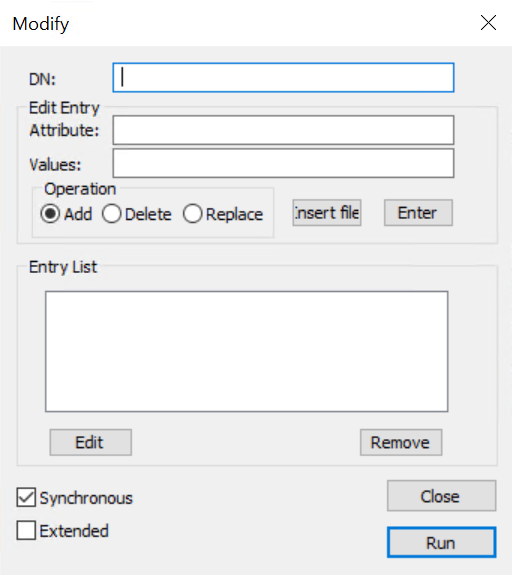 Capture d’écran de la fenêtre Modifier avec certaines entrées peuvent être configurées.