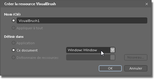 Boîte de dialogue Créer une ressource VisualBrush