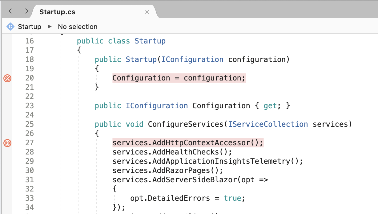 Setting breakpoint in margin