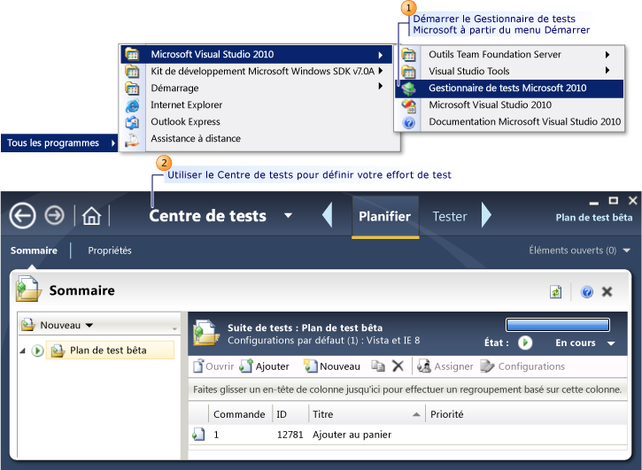 Démarrer le Gestionnaire de tests Microsoft
