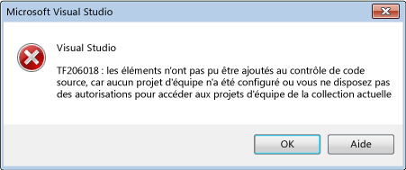 Aucune erreur de dossiers de contrôle de code source de projet d'équipe